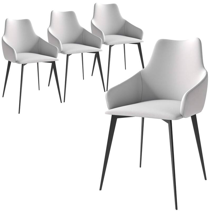 Sonnet Dining Chair with Armrests and Black Powder-Coated Iron Legs Set of 4