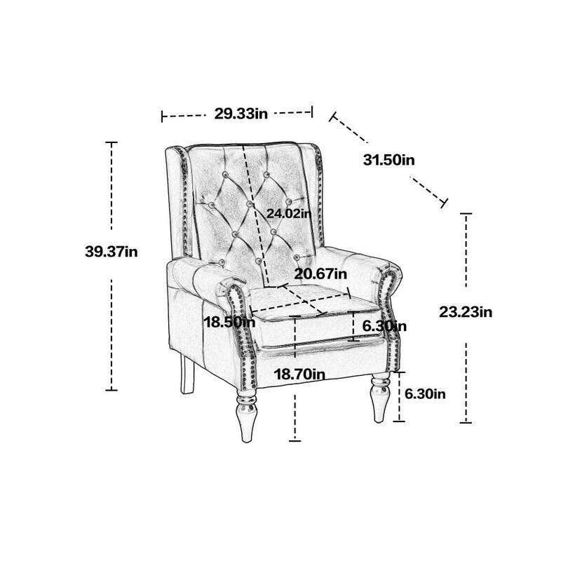 Wood Frame Armchair, Modern Accent PU Leather Chair Lounge Chair for Living Room