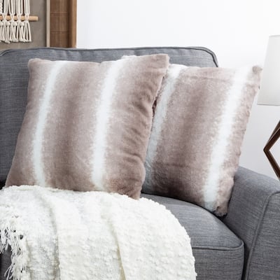 Hastings Home Set of Faux Rabbit Fur Throw Pillows, Gray