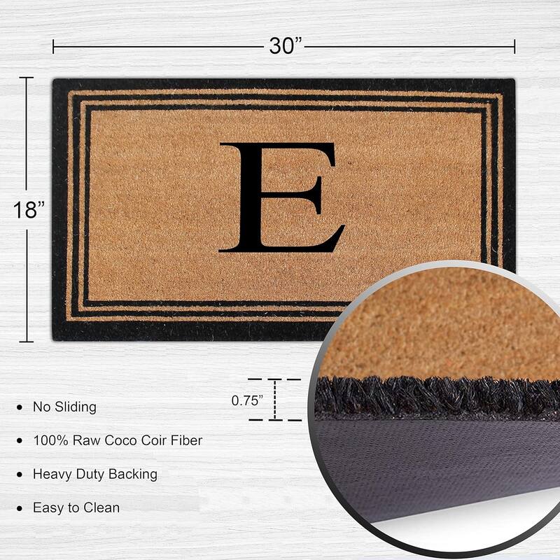 A1HC Pure Natural Coir Monogrammed Heavy Duty PVC Backing Doormat