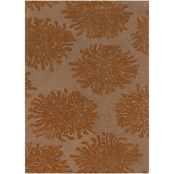 Hand Tufted Contemporary Brown Orange Mountain New Zealand Wool Abstract Area Rug Overstock 6378485