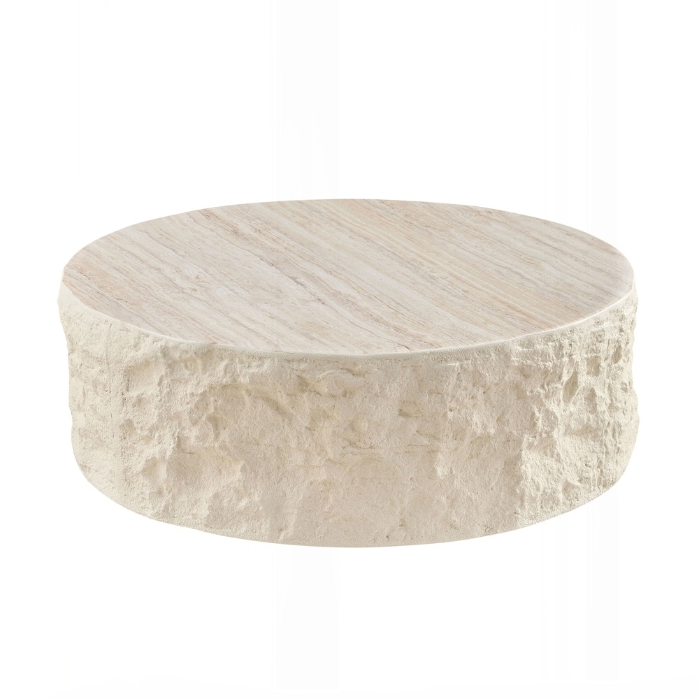 Fiberglass Round Center Coffee Table for Living Room Vintage Table