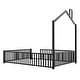 preview thumbnail 10 of 8, Full Size Metal House Platform Bed with Guardrail and Chimney