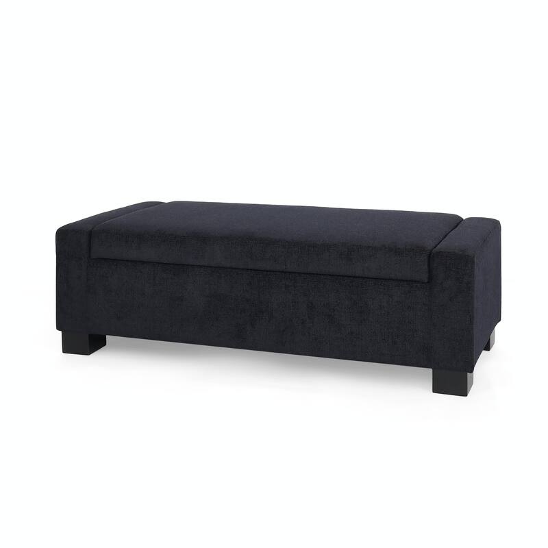 Rectangular Storage Ottoman - 50" Textured Fabric & Wood Base