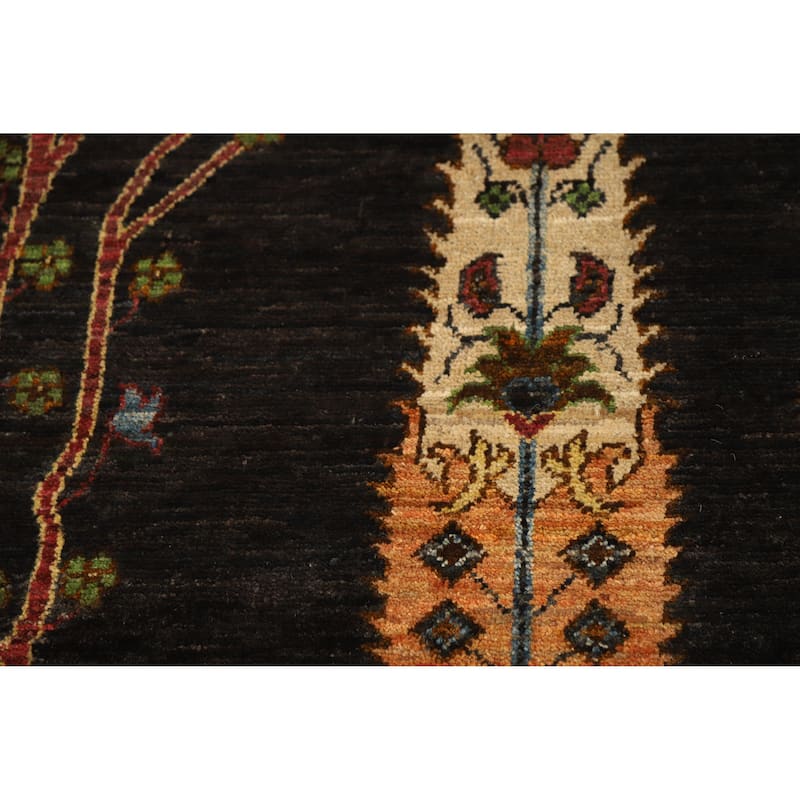 Hand Knotted Oriental 100% Wool Carpet Traditional Floral Brown Ziegler Area Rug - 9' 6'' X 6' 6''