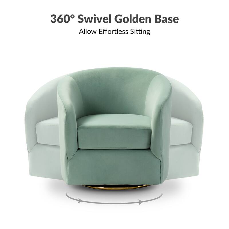 Eleuterio Modern Upholstered Swivel Accent Barrel Chair with Metal Base Set of 2 by HULALA HOME