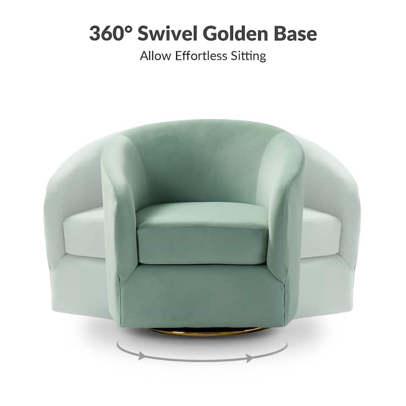 Eleuterio Modern Velvet Curved Swivel Accent Barrel Chair with Metal Base by HULALA HOME