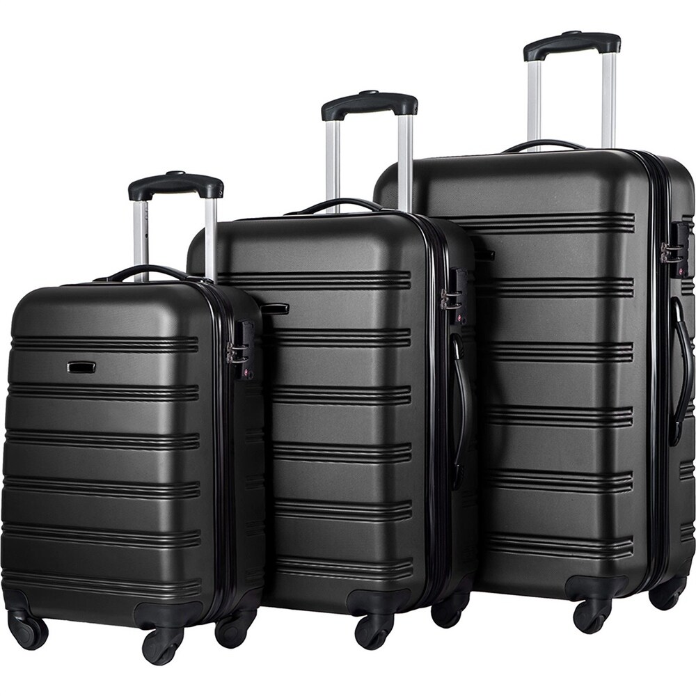 houndstooth luggage set black and white
