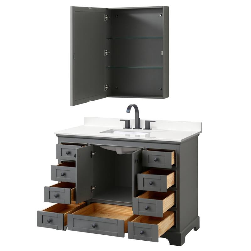 Deborah 48-inch Single Vanity, Quartz Top, Medicine Cabinet