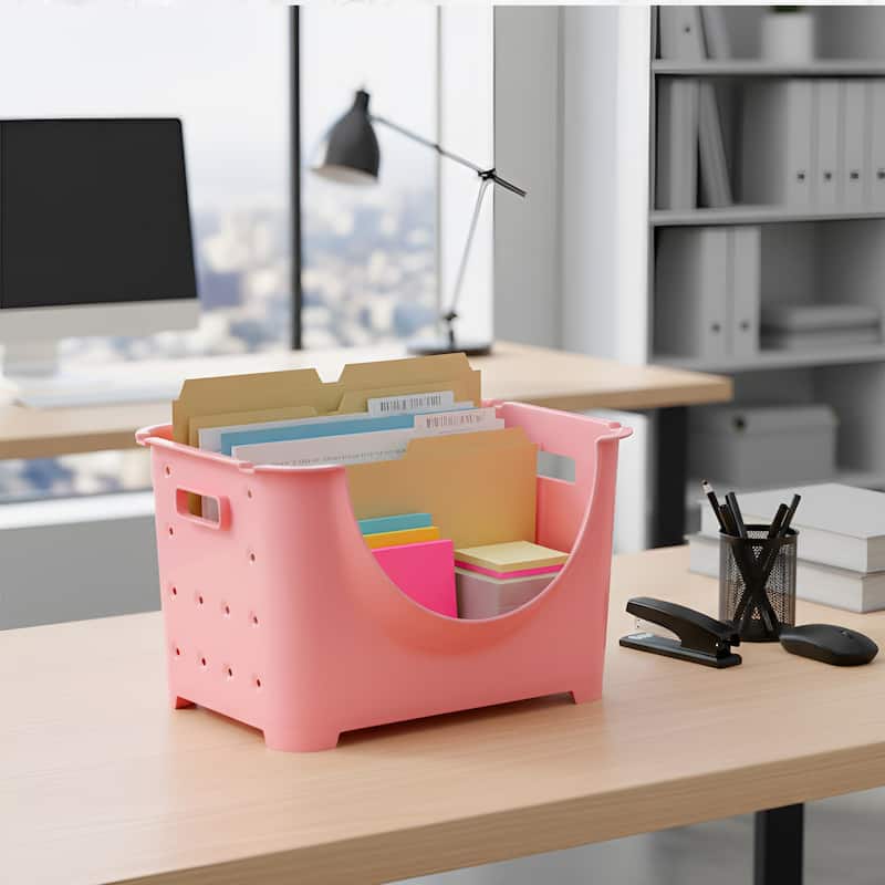 Basicwise Plastic Stackable Storage Containers