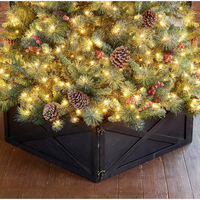 Glitzhome 26"L/ 22"L Handcrafted Wooden Christmas Tree Collar