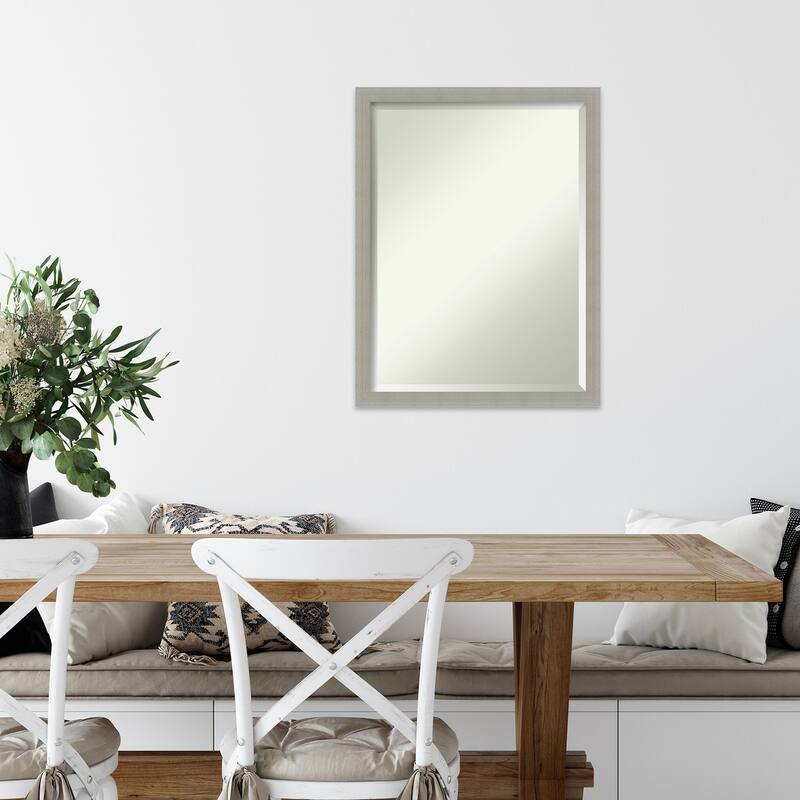 Woodgrain Stripe Beveled Wood Framed Wall Mirror