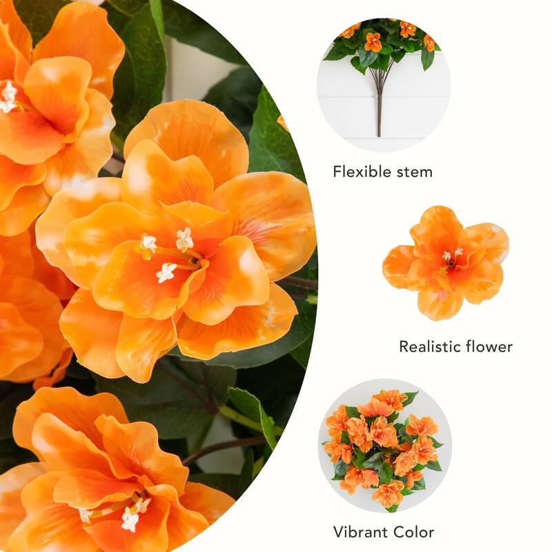 19-in UV Resistant Artificial Azalea Bush (Indoor/Outdoor) - Set of 3