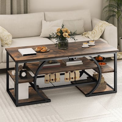 Moasis 47-inch Metal 1-Shelf Coffee Table Living Room Center Table