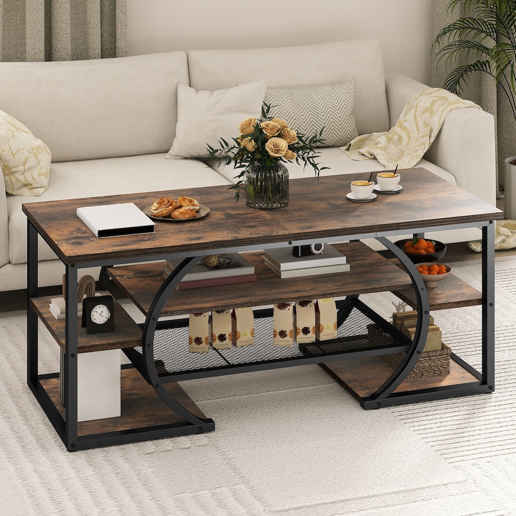 Moasis 47-inch Metal 1-Shelf Coffee Table Living Room Center Table