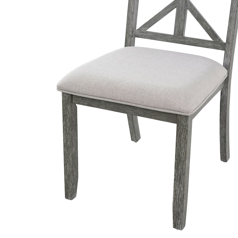 5-Piece Dining Table Set, Extendable Round Table and 4 Upholstered Chairs