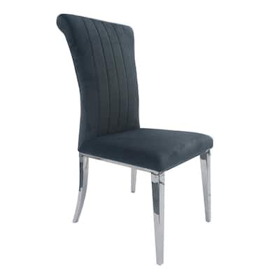 Silver/Gray Velvet Upholstered Metal Frame Dining Chair, Set of 2, Sturdy Dining Chair for Dining Rooms - 24.6