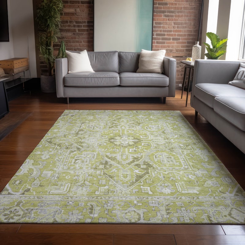 Machine Washable Indoor/ Outdoor Traditional Boho Chantille Rug - Aloe - 2'6" x 3'10"
