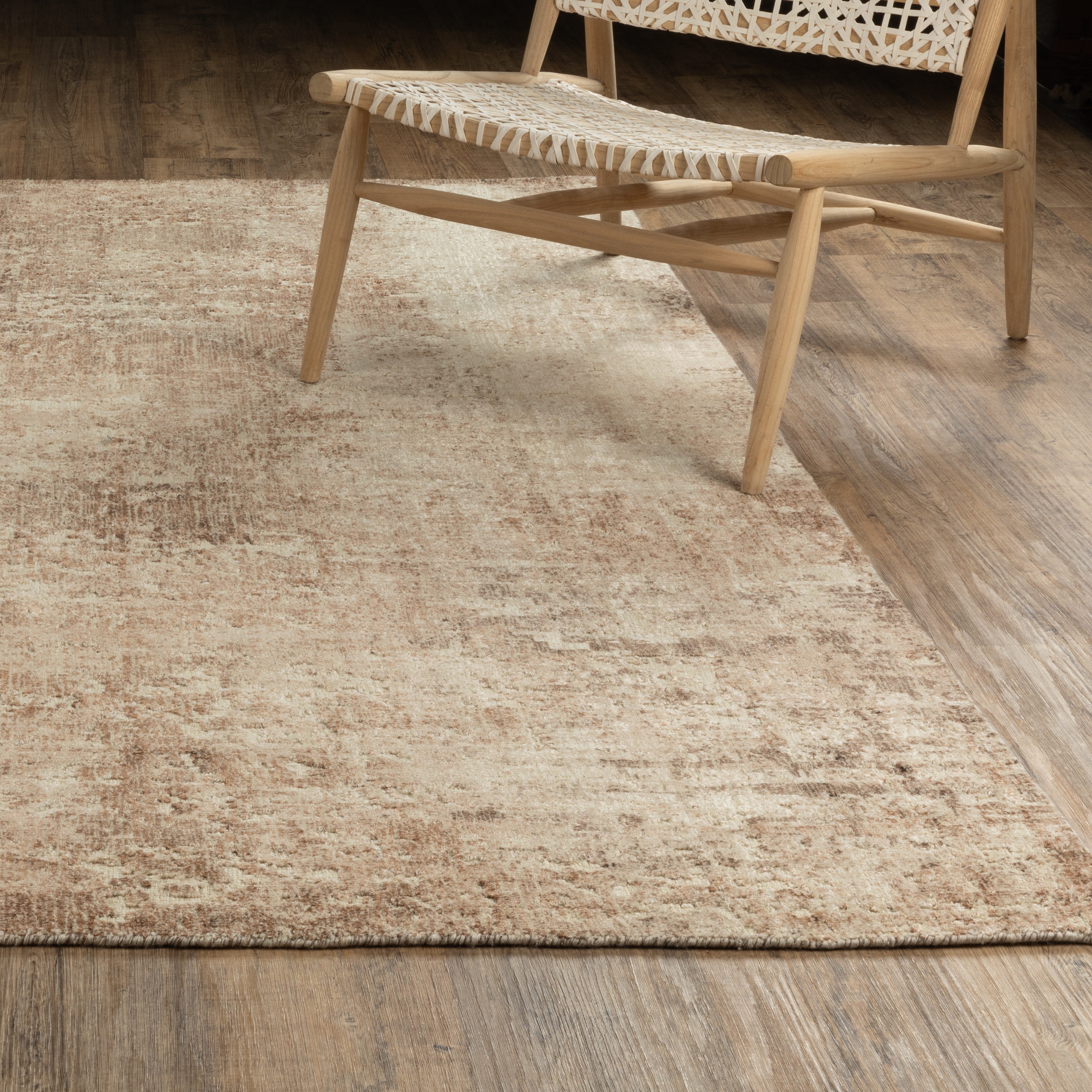 Somerset Textured Abstract Brown/ Beige Hand-made Wood Blend Area Rug
