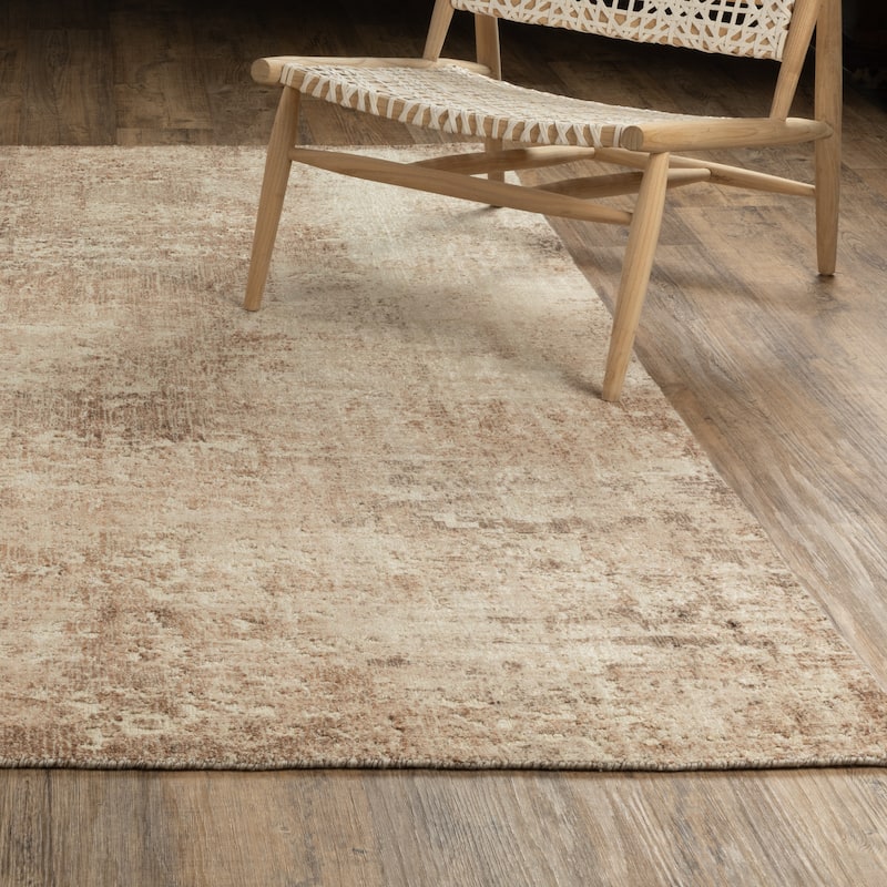 Somerset Textured Abstract Brown/ Beige Hand-made Wood Blend Area Rug - 9' x 12'