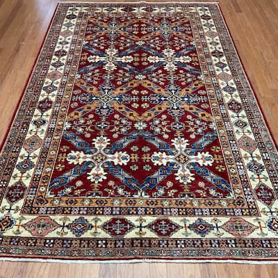 HERAT ORIENTAL Handmade Super Kazak Wool Rug - 5'8" x 8'8"