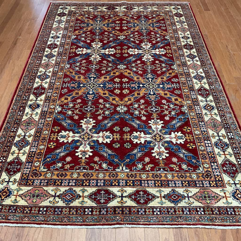 HERAT ORIENTAL Handmade Super Kazak Wool Rug - 5'8" x 8'8"