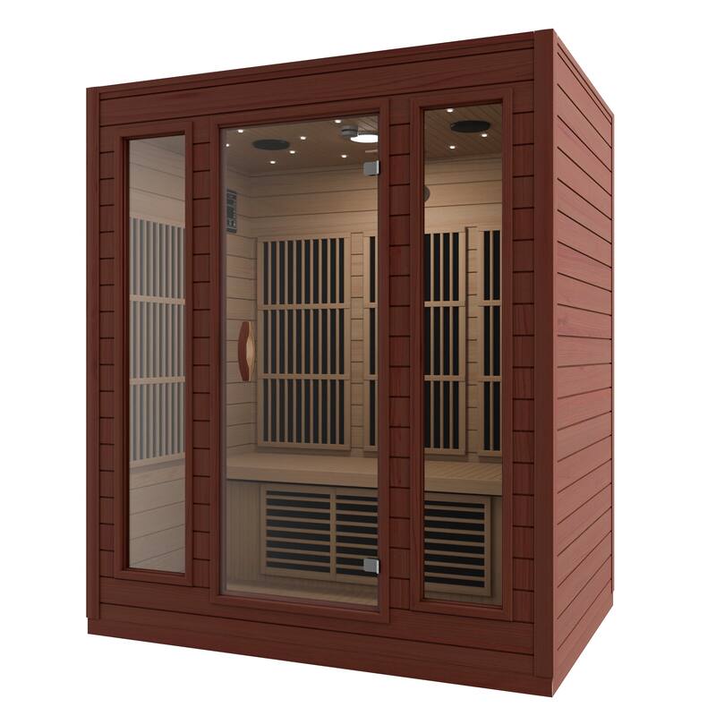 SteamSpa 3-Person 2.3KW Carbon FAR Infrared Hemlock Wooden Indoor Home Sauna Room with LED Touch Control Panel