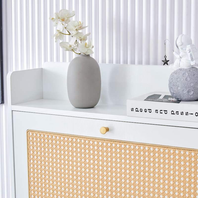 Minimalist storage cabinet, Japanese-style wicker shoe cabinet