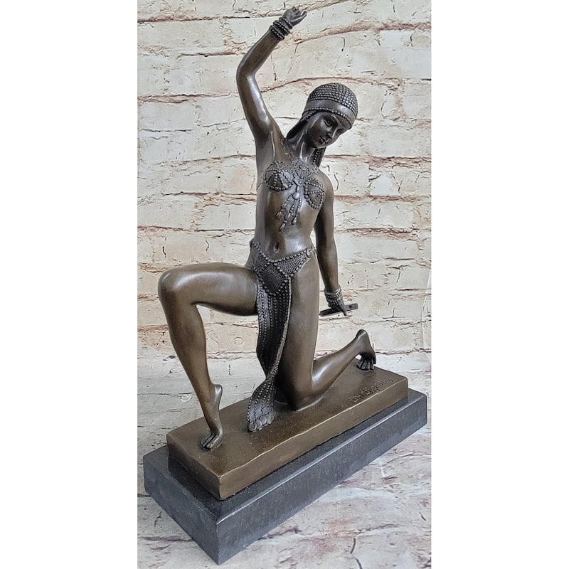 Art Deco Belly Dancer Female Figure By Chiparus Bronze Statue Sculpture 15.5 Inches X 9 Inches