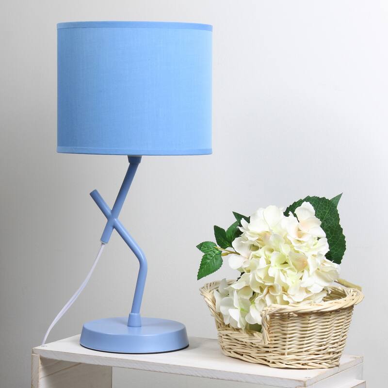 Abstract Angular Table Lamp with Drum Shade - 17" - Blue