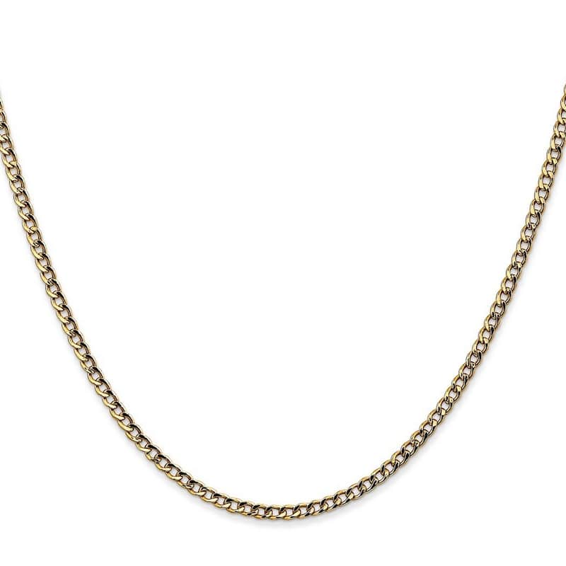 Curata 14k Yellow Gold Polished 2.5mm Semi-solid Curb Chain Necklace Options: 16 18 20 22 24 28