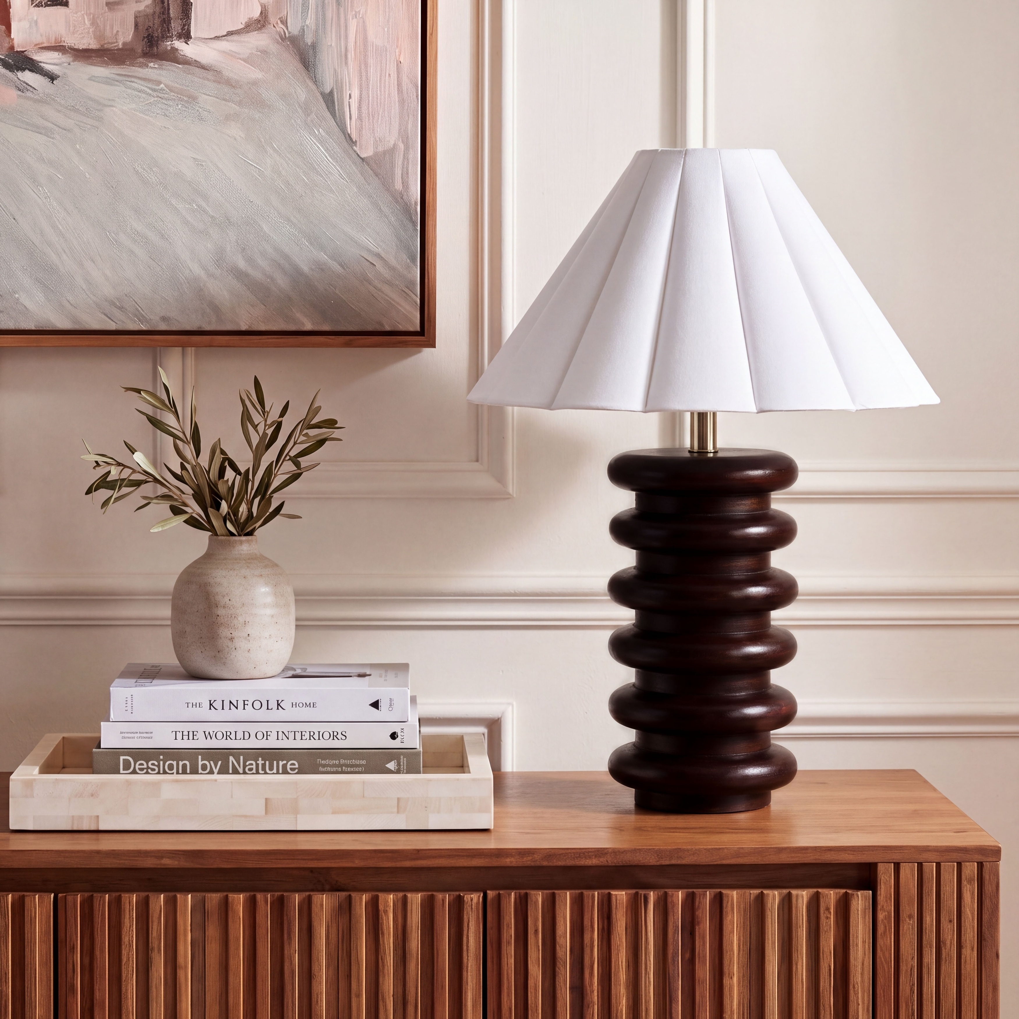 SAFAVIEH Lighting Renata Traditional Wood Table Lamp, 23-Inch, Walnut - 16"W x 16"D x 23"H