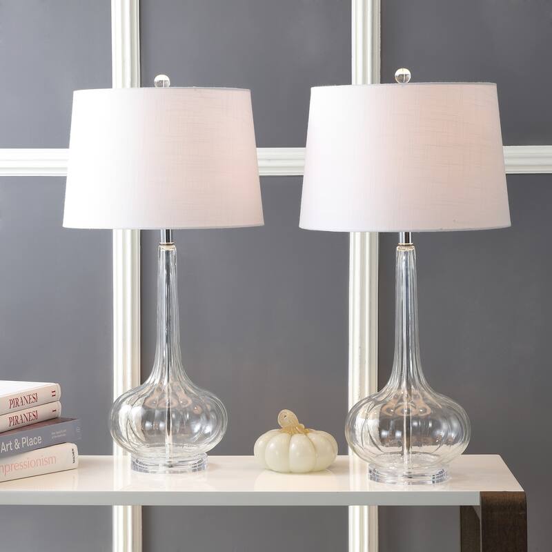 Diamante 28.5" Glass Teardrop LED Table Lamp, Pink (Set of 2) by JONATHAN Y