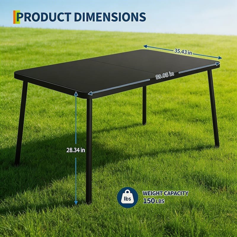 Outdoor Dining Set, with Tempered Glass Top & 6 Wicker Chairs