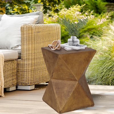 Large Lightweight Concrete Accent Sofa Side End Table Outdoor Indoor - N/A