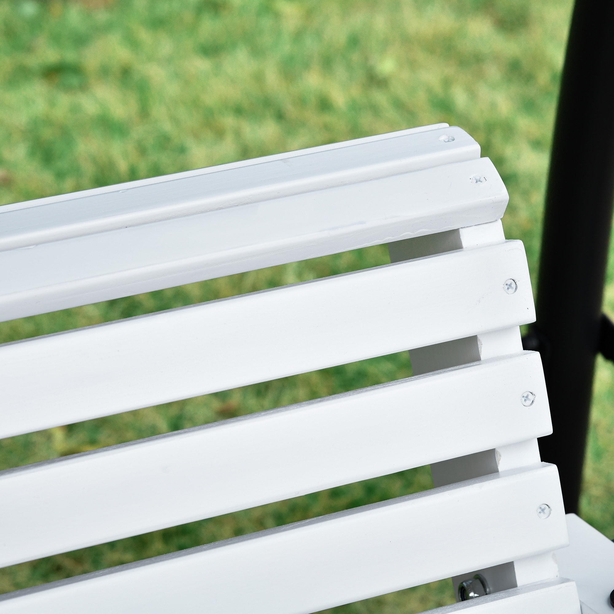 Three-Seater Wooden Porch Swing With Folding Coffee Table And Cup Holders