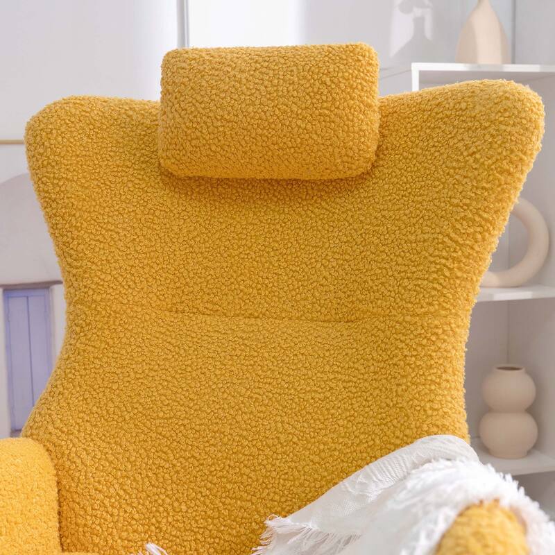 Teddy Rocker Glider Chair with High Backrest and Adjustable Headrest