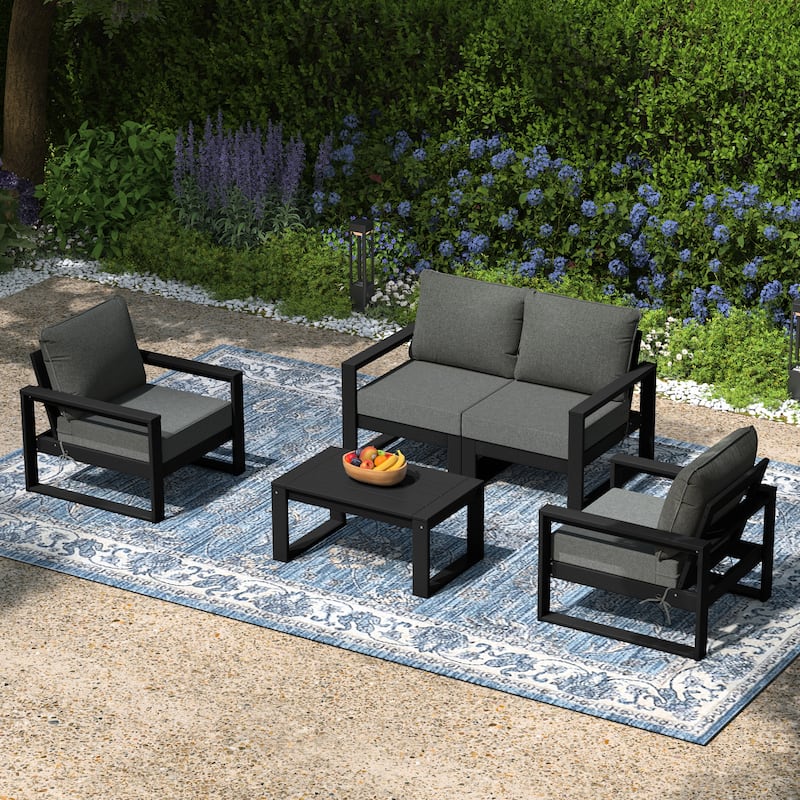 Endless Patio Sectional 5-Piece Deep Seating Set with Black Frame