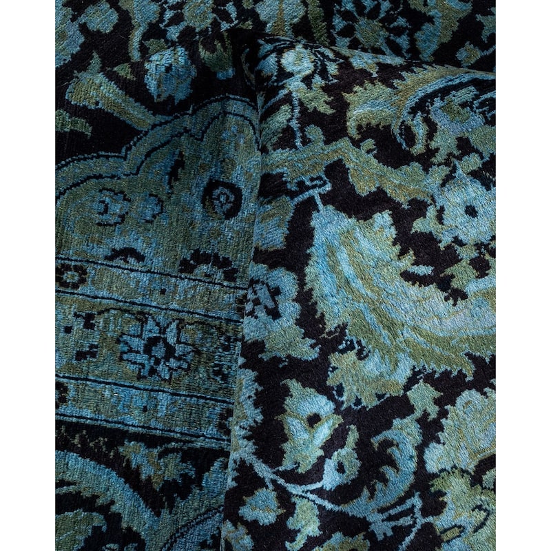 Overton Hand Knotted Wool Vintage Inspired Modern Contemporary Overdyed Black Area Rug - 10' 0" x 13' 10"