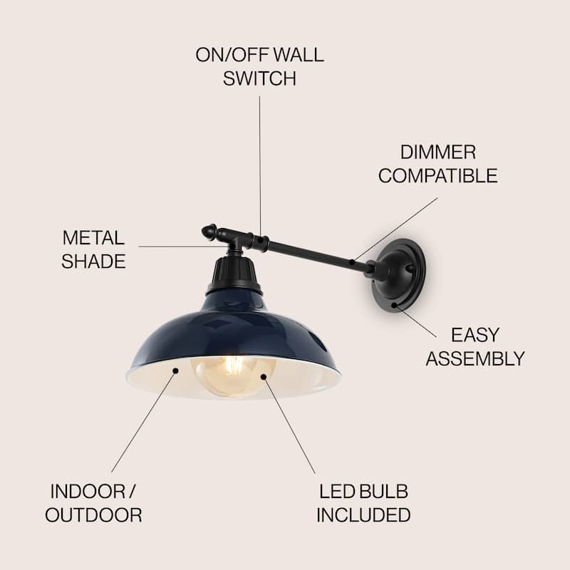 12.25" Indoor/Outdoor LED Arm Sconce, By JONATHAN Y - 12.25