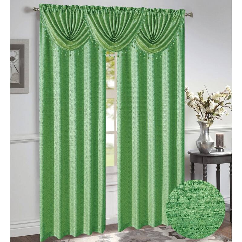 Norah Jacquard Rod Pocket Window Panel and Valance Treatments, All Sold Separately