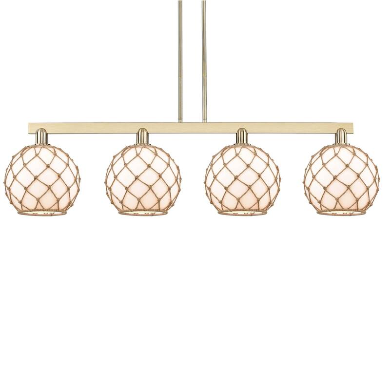 Innovations Lighting 716-4I-13-53 Farmhouse Rope Linear Farmhouse Rope - Champagne Bronze / Matte White with Brown Rope