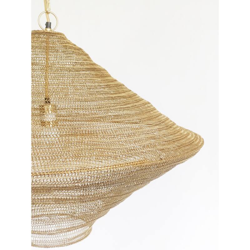 Transitional 1-Light Gold Powder Coat Chain Basket Pendant