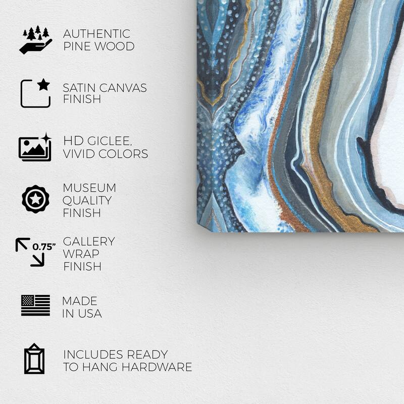 Wynwood Studio Canvas Abstract Royal Geode Blue and Taupe Modern & Contemporary Wall Art Canvas Print