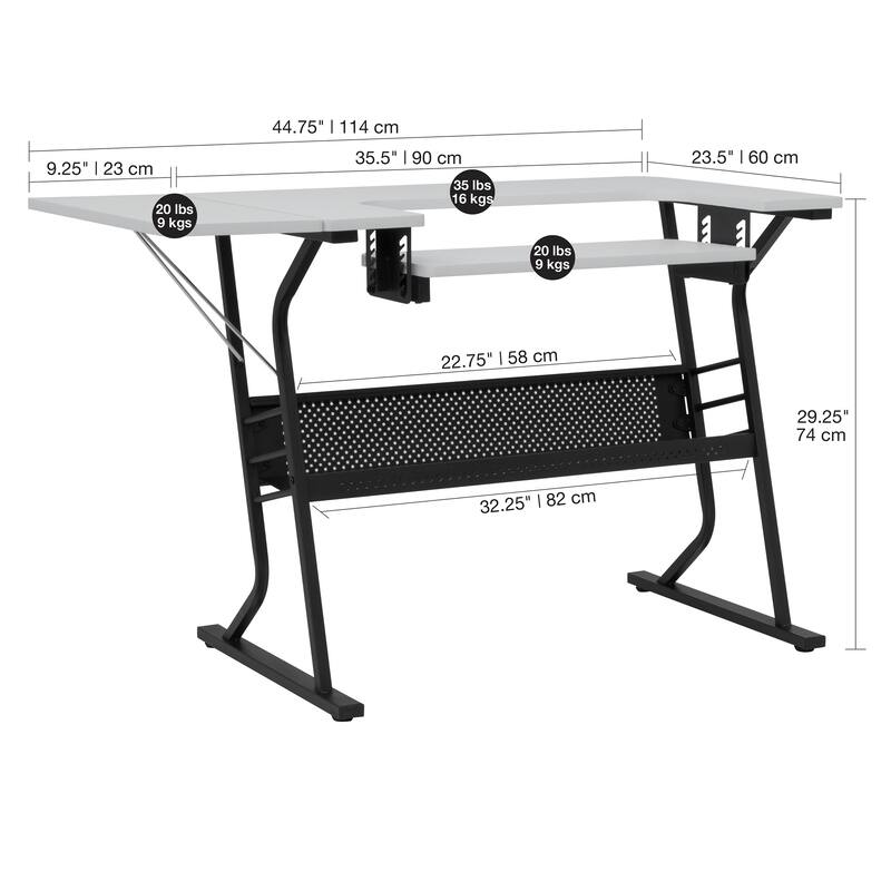 Sew Ready Eclipse Sewing Crafting Office Table with Folding Top and Adjustable Platform