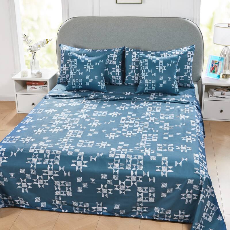 Deconovo Recycled Graffiti Pattern Bedroom Sheet Set 4 Pieces