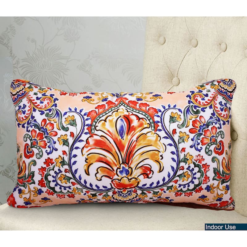 Premium Indoor/Outdoor Throw Pillows with Inserts for Patio Furniture, Chairs, and Indoor Décor |18''X18'' | 12''X20'' - PINK/WHITE 12X20