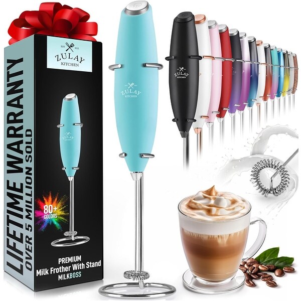 Zulay Kitchen Powerful Milk Frother Handheld Foam Maker for Lattes