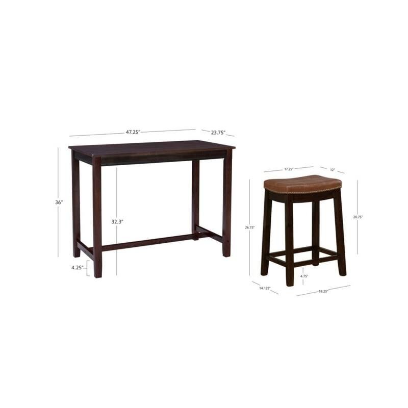 3-Piece Counter Table and Stools - 47.25" - Brown