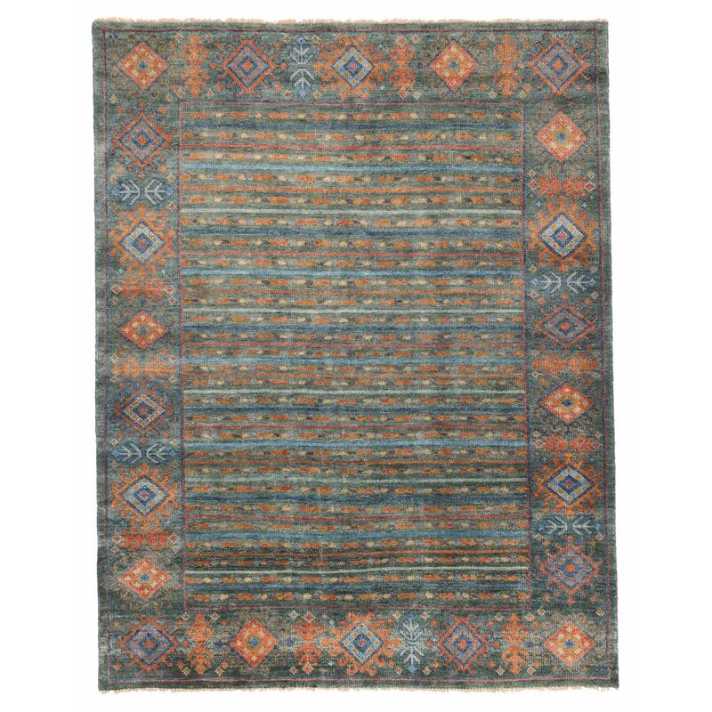 ECARPETGALLERY Hand-knotted Peshawar Ziegler Dark Green Wool Rug - 6'0 x 7'10